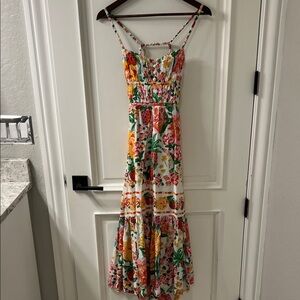 Farm Rio XS Floral Maxi open back Dress